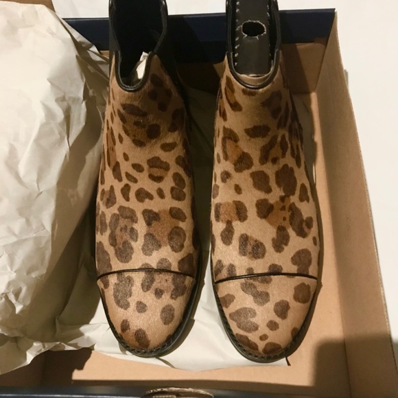 Cole Haan Mara Grand Brown Tan Leopard Print Calf Hair Chelsea Booties 7 - Picture 9 of 11
